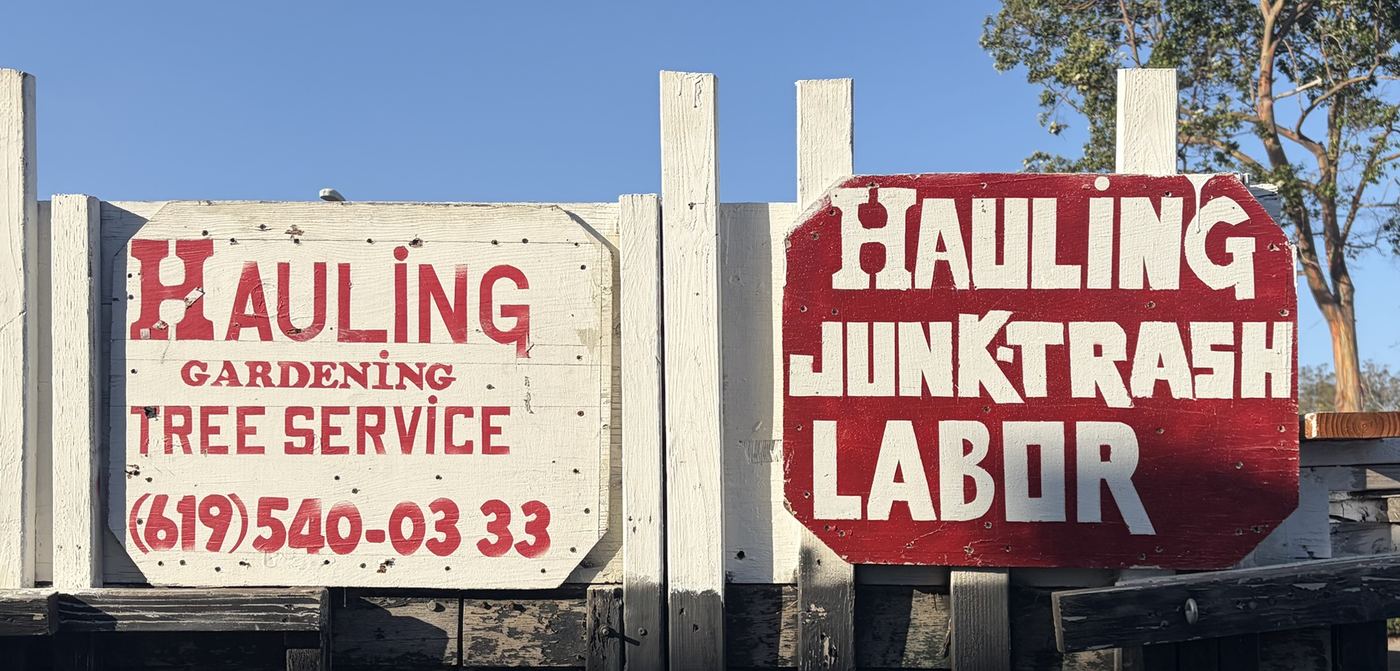 Look for the hand-painted signs.
